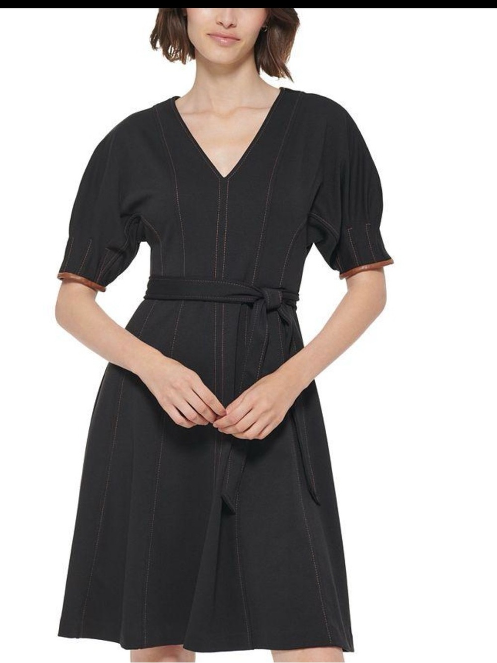 Calvin Klein Black V-Neck fit and flare dress size 4 NWT
